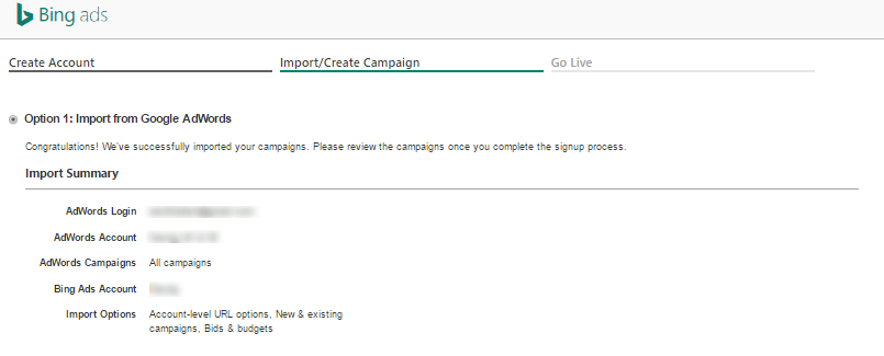 Het importeren van Adwords naar Bing campagnes