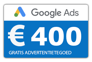 Gratis 400,- euro Google Ads tegoed door voucher of coupon&nbsp;code.