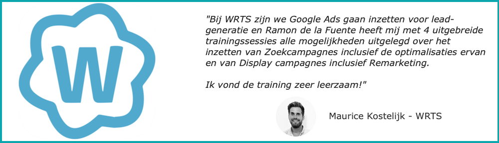 Recensie van WRTS over de Google Ads training Ramon de la Fuente